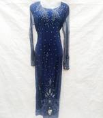 Blue embroidered georgette farasha