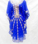 Blue embroidered georgette farasha