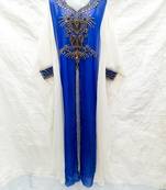 Blue embroidered georgette farasha