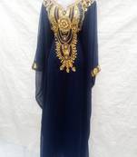 Blue embroidered georgette farasha