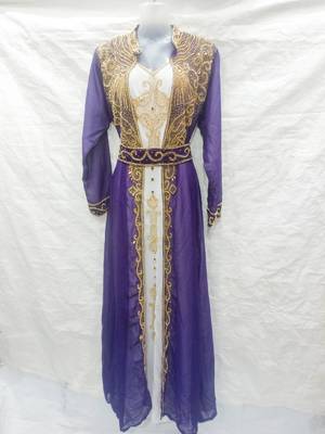 Blue embroidered georgette farasha 1