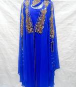 Blue embroidered georgette farasha
