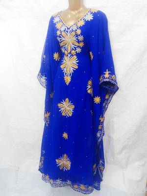Blue embroidered georgette farasha 1