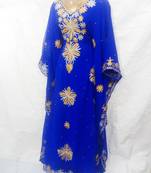 Blue embroidered georgette farasha