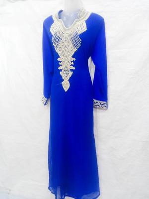 Blue embroidered georgette farasha 1