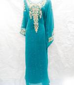 Green embroidered georgette islamic-kaftans