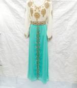 Off-white embroidered georgette fustan