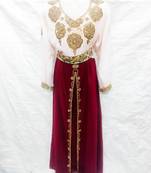 Off-white embroidered georgette fustan