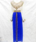 Off-white embroidered georgette fustan