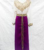 Off-white embroidered georgette fustan