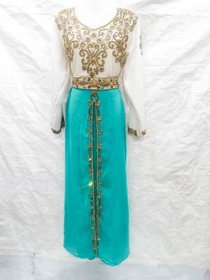 Off-white embroidered georgette fustan 1