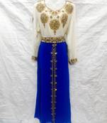 Off-white embroidered georgette fustan