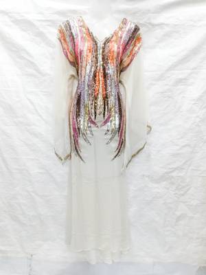 Off-white embroidered georgette fustan 1