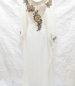 Off-white embroidered georgette fustan