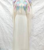 Off-white embroidered georgette fustan