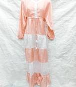 Off-white embroidered georgette fustan