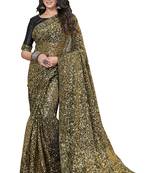 Gold embroidered net saree with blouse