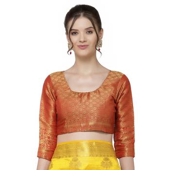 Yellow printed art silk saree saree with blouse 5