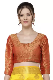 Yellow printed art silk saree saree with blouse