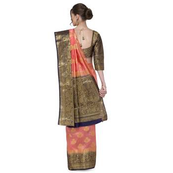 Pink printed art silk saree saree with blouse 4