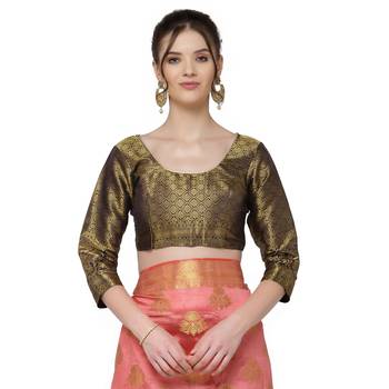 Pink printed art silk saree saree with blouse 5