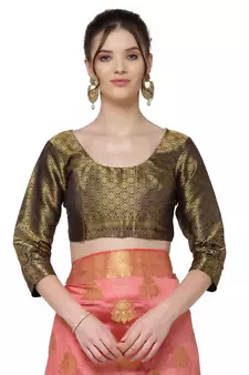Pink printed art silk saree saree with blouse
