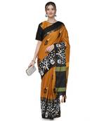 Yellow woven cotton silk saree with blouse