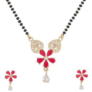 Red cubic zirconia mangalsutra 1
