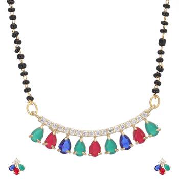 Multicolor cubic zirconia mangalsutra 1