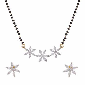 Silver cubic zirconia mangalsutra 1
