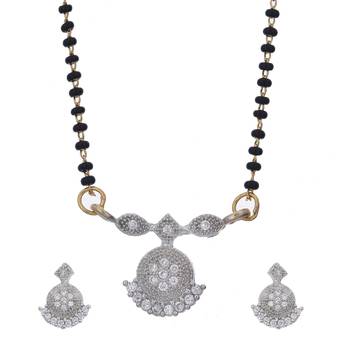 Silver cubic zirconia mangalsutra 1
