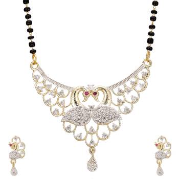 Silver cubic zirconia mangalsutra 1