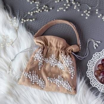 Beige pearl Garden Potli Bag 1