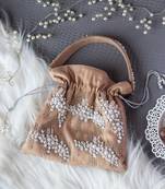 Beige pearl Garden Potli Bag