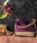 Gold Designer Work Potli Bag on Royal Purple Velvet