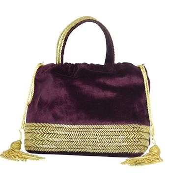 Gold Designer Work Potli Bag on Royal Purple Velvet 7