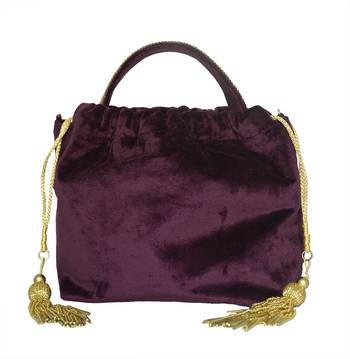 Gold Designer Work Potli Bag on Royal Purple Velvet 8