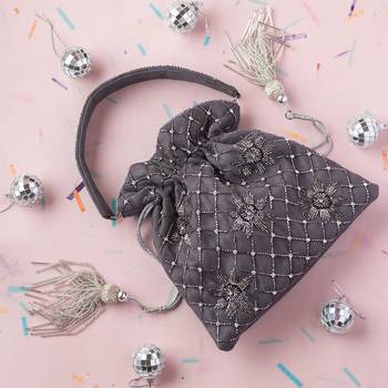 Grey Web Potli Bag 1