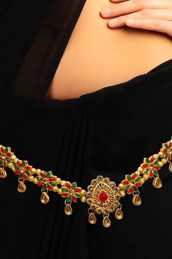 Multicolor agate waist-belt