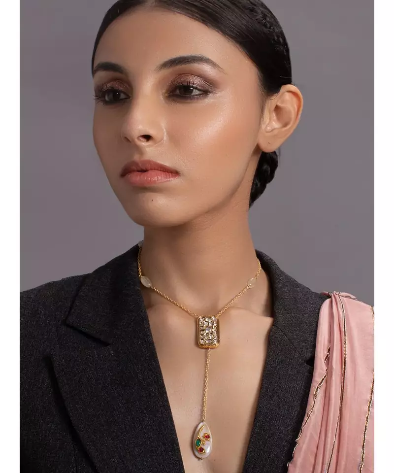 Chic Gold and White Necklace
