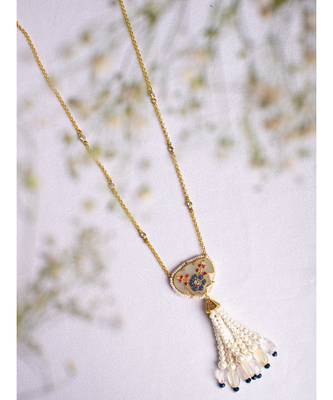 Beautiful Blue, Red, and Gold Necklace 2