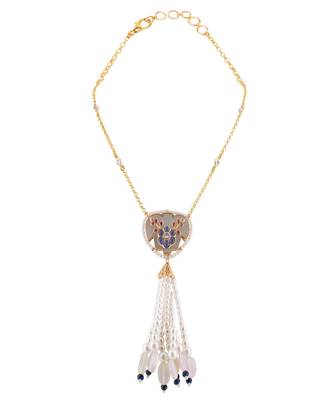 Beautiful Blue, Red, and Gold Necklace 4