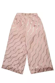 peach Silk printed ZIGZAG PANT