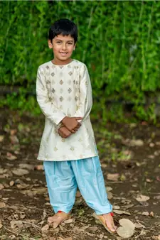 beige Cotton embroidered MOSAIC KURTA SET