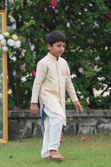 Gold Cotton embroidered MAHARAJA SHERWANI SET