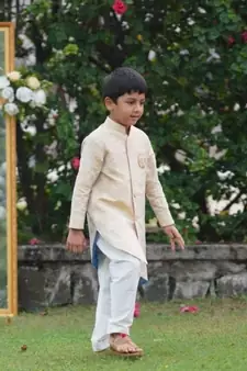 Gold Cotton embroidered MAHARAJA SHERWANI SET