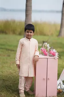 Pink Cotton printed SHELL PINK KURTA PYJAMA SET