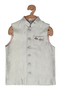 Green Silk embroidered FLYING FISH BANDI