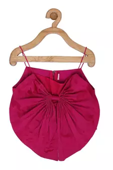 Pink Chanderi plain BOW-TIE TOP