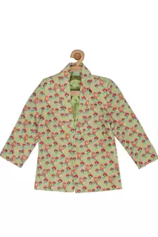 Green Brocade printed BIRD OF PASSAGE BLAZER